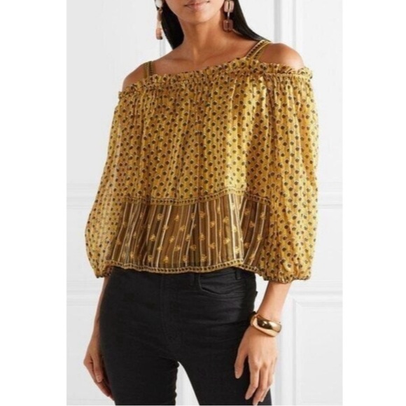 Ulla Johnson Gold Clement Silk Blouse Size 4 - Picture 2 of 12